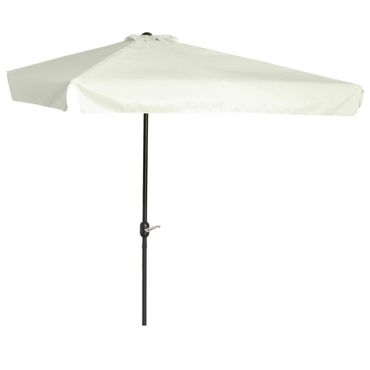 Outsunny semicircular umbrella from terrace and garden with crank, 230x130x249cm, cream - Borgè