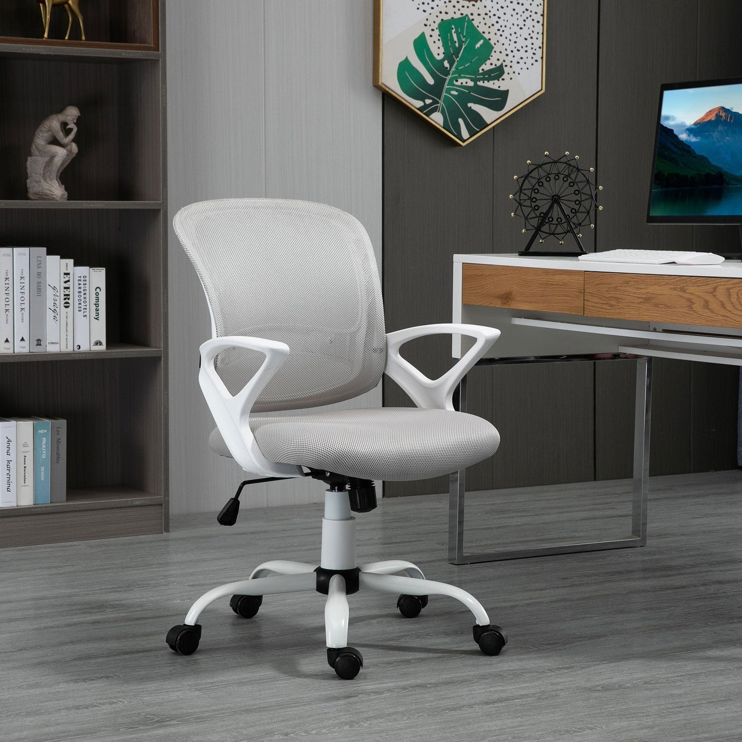 Ergonomic office chair winner with adjustable height in Grey mesh fabric - Borgè