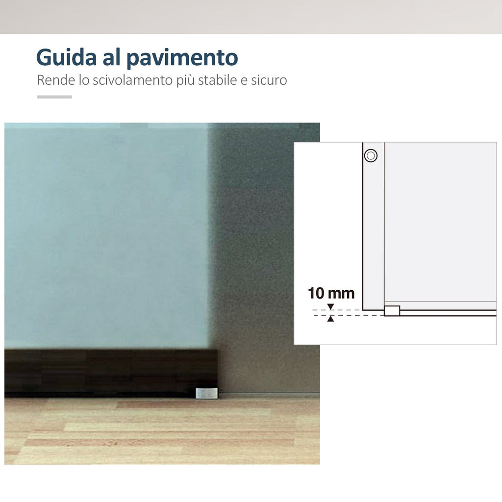 Internal sliding door in chopped and satin glass with B3 binary aluminum for bathroom Kitchen Studio Glass 205x 90x 0.8cm - Borgè