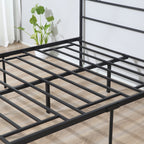 Black Double Bed in Metal/Steel | 160x200cm with Slats, headboard and footboard - Borgè