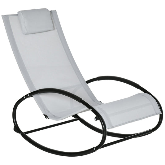 Outsunny Garden Garden Garden Chair Gravity, ergonomic garden deckchair with pillow and breathable fabric for interior and outdoor, Grey - Borgè