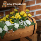 Half Barrel Outdoor Planter in Fir Wood with Raised Vertical Design, 45x45x80 cm - Borge' Group Limited