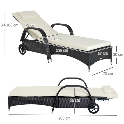 Outsunny Little Little Sondio Garden Garden In Rattan Adjustable height with wheels - Borgè