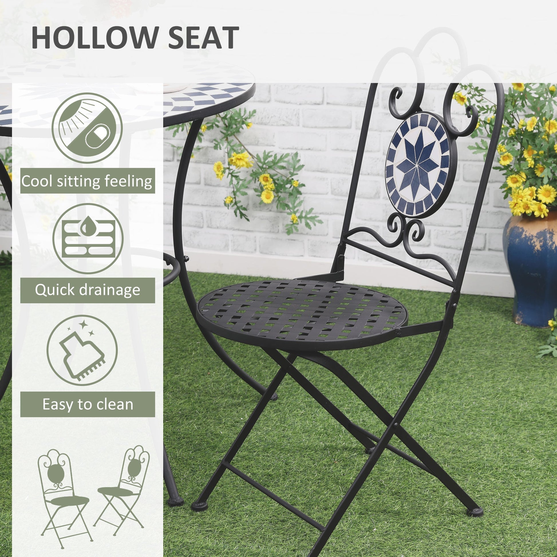 MOSAIC | 3 Pcs Garden Table and Chairs Set - Borgè