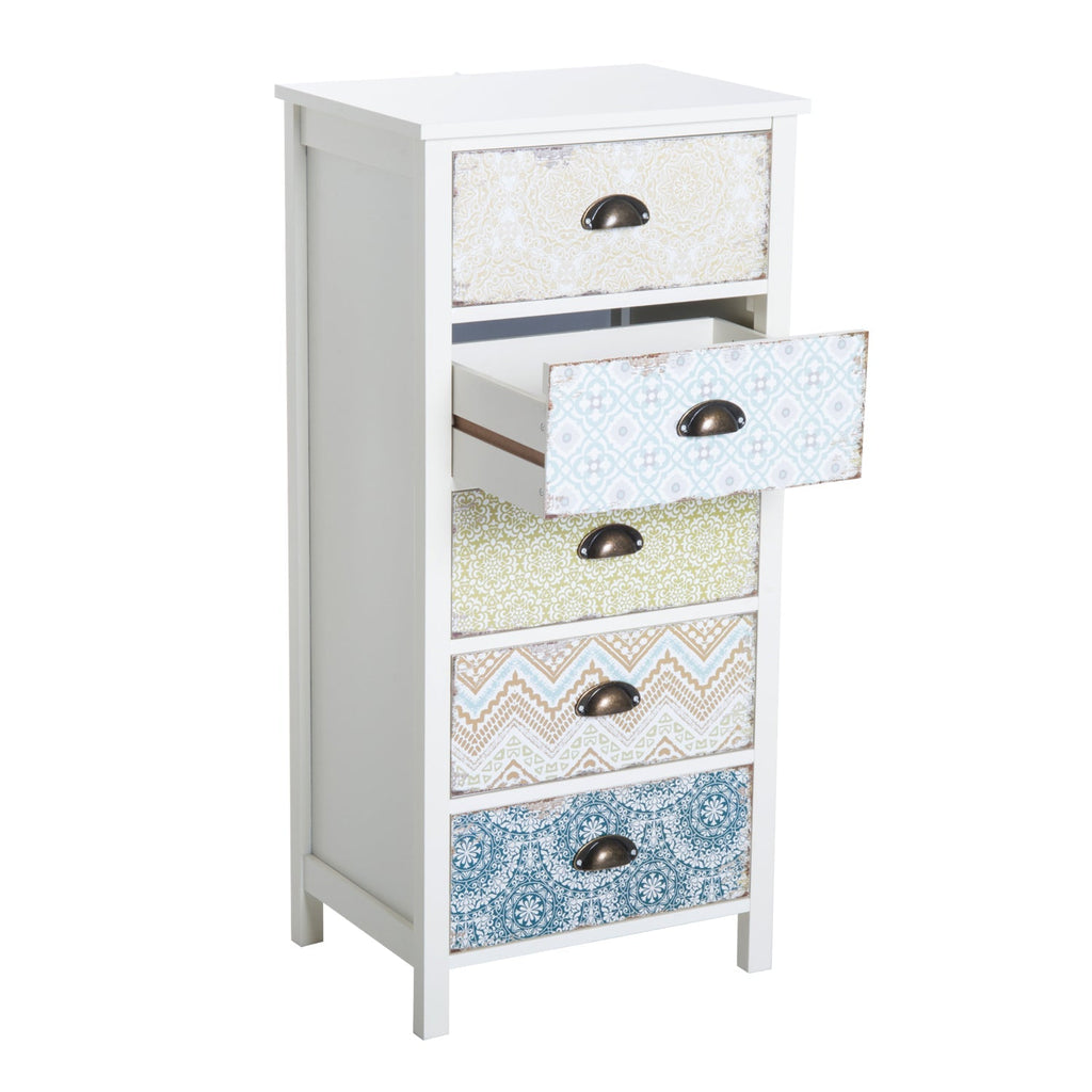 Vintage cabinet chestnut with 5 Fantasy drawers, 46x34x97.5cm - Borgè