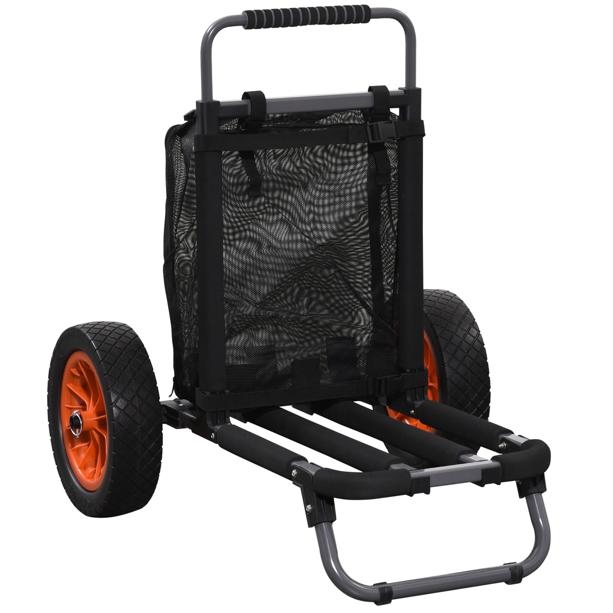 SPORTNOW Folding beach trolley with mesh pocket, telescopic handle and easel, 82x67x81 cm - Borgè