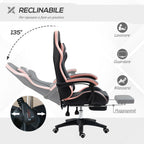 Pink and black gaming chair with adjustable height and reclining height, 65x65x121-129 cm - Borgè