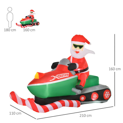 Inflatable Super Santa Claus on Snow-Bike with LED light - Borgè