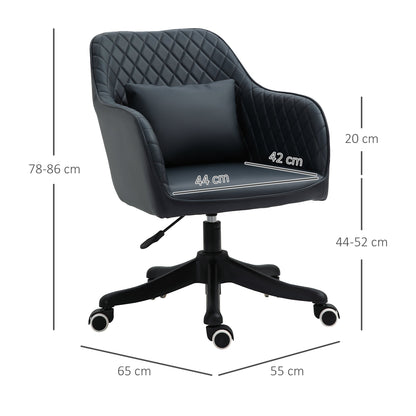 Ergonomic and Adjustable Office Chair in Dark Grey Faux Leather with 2 Points, Lumbar Massage Cushion, 57x70x78-86cm - Borgè