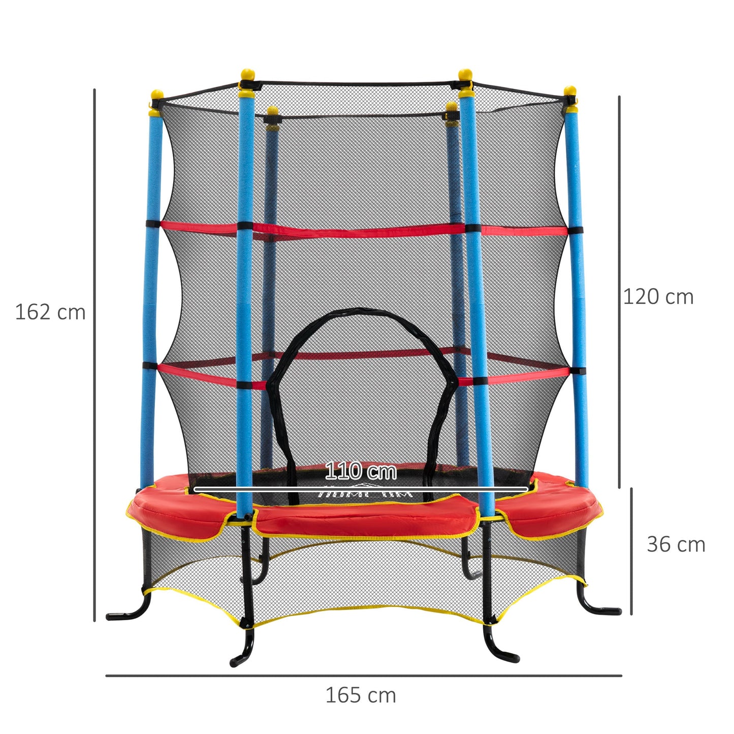 trampoline elastic and outdoor elastic trampolines for children 3-6 years, steel frame and pp rug and polyester with soft-free design, φ165x162 cm