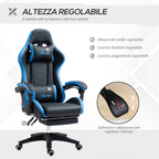 Gaming chair with adjustable height and reclining height, 65x65x121-129 cm, blue and black - Borgè
