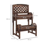 Outsunny Outdoor Fioriera at 2 levels with drainage and grilled holes, in fir wood, 42x49x80 cm, brown - Borgè