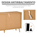 Mobile with adjustable shelves and sliding doors - white oak - Borgè