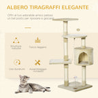 Cat Tree for cats with Scratch Pole with 4 levels with toys, beige, 75x40x112cm - Borge' Group Limited
