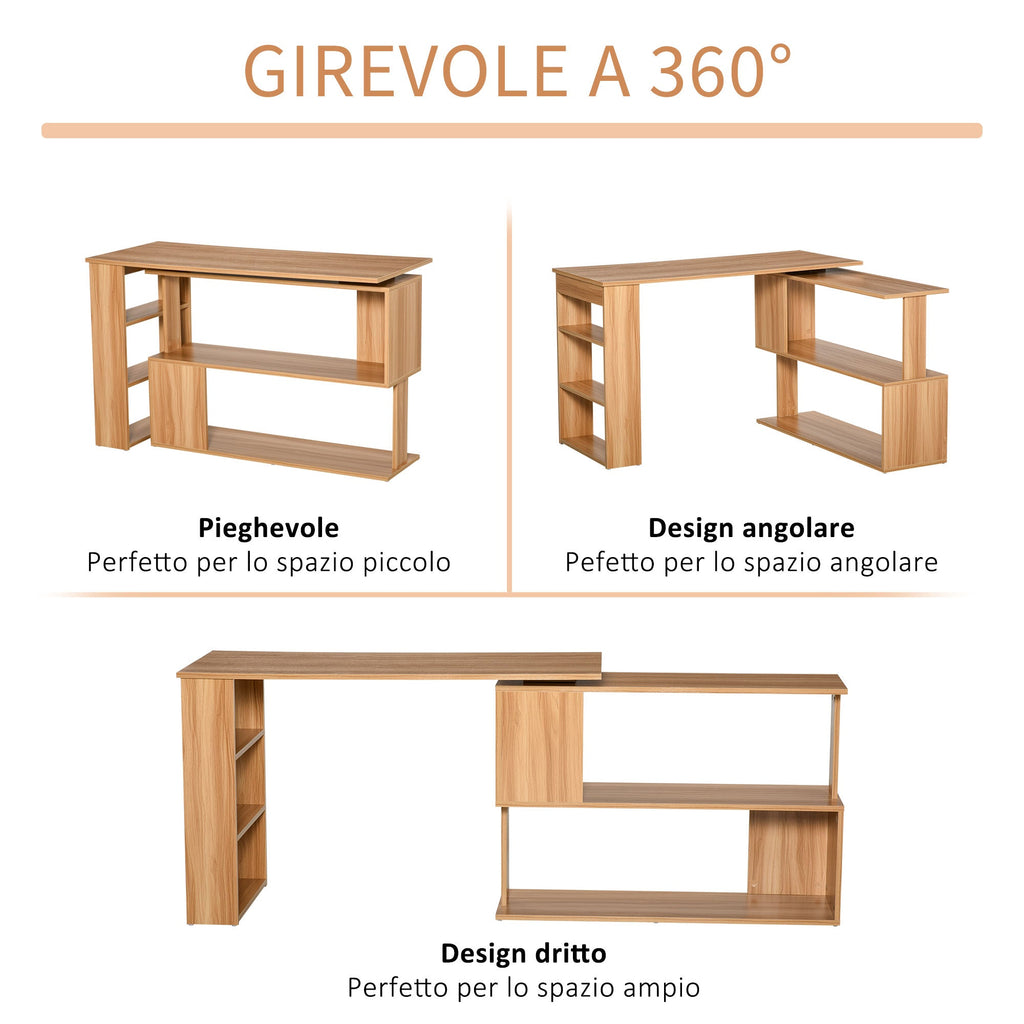 Multi -exposure angle desk with 5 shelves, wood, 120x110x74.5cm - Borgè
