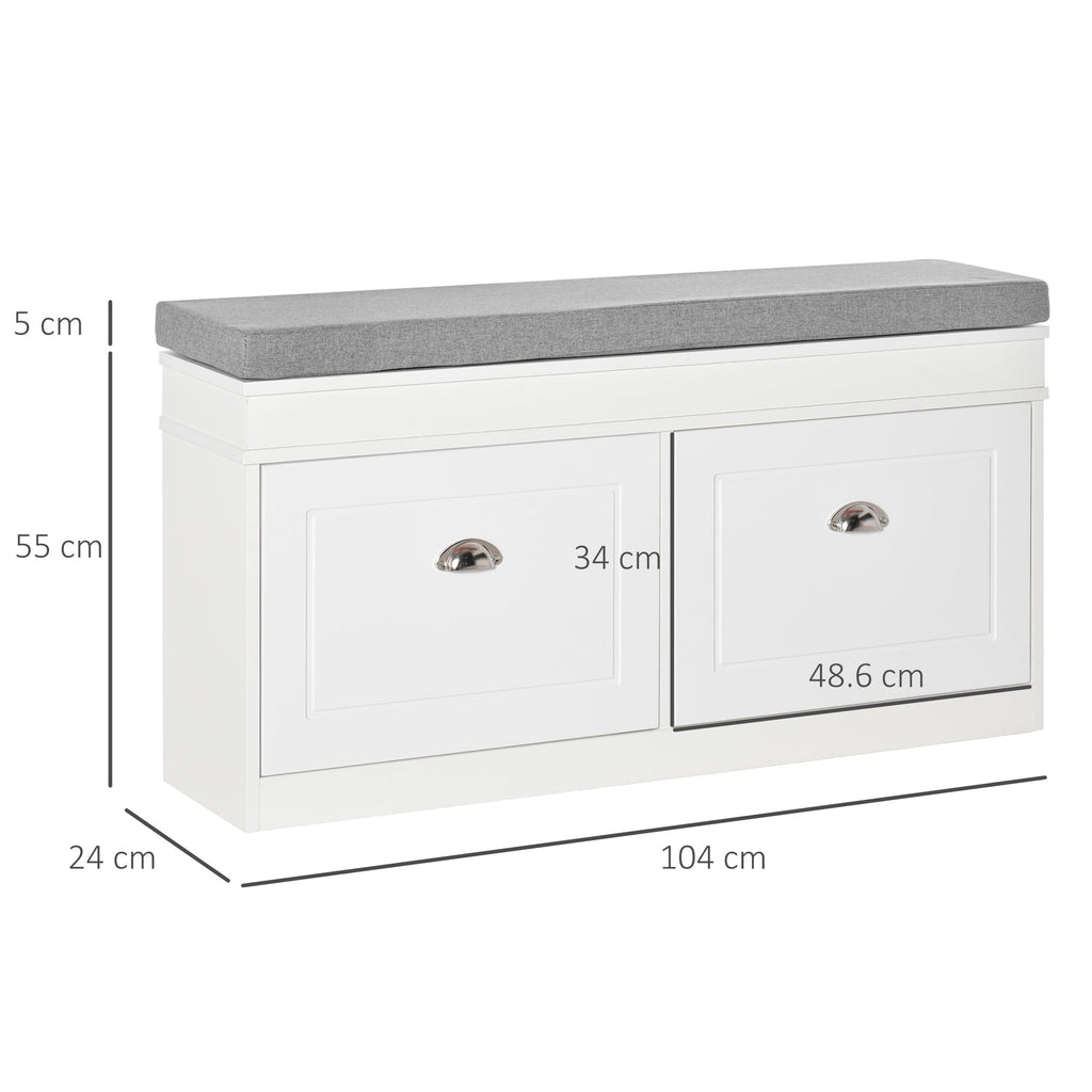 Belga Scarpage Wooden Wooden Wooden, 2 drawers and adjustable shelf 104x24x55cm, White - Borgè