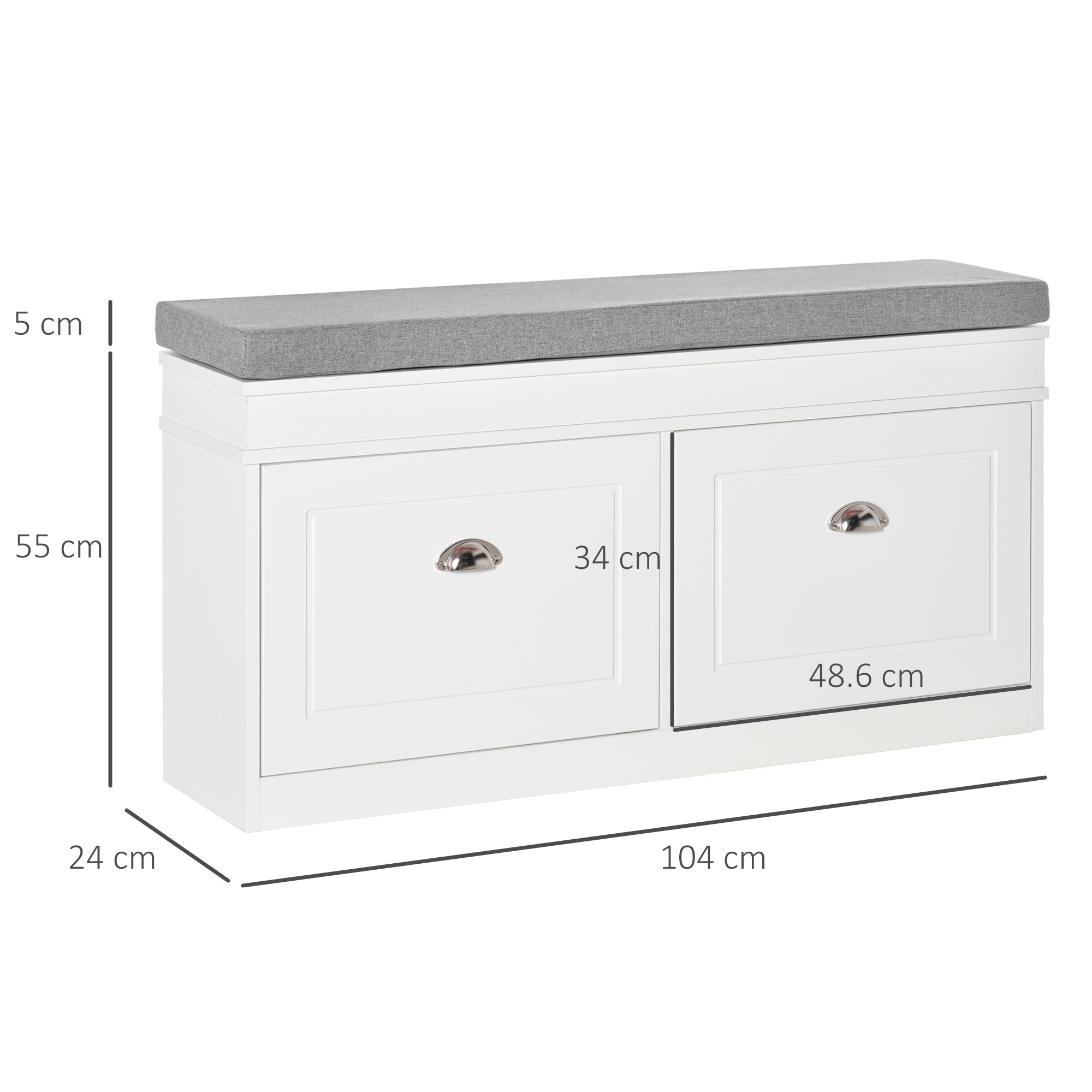 Belga Scarpage Wooden Wooden Wooden, 2 drawers and adjustable shelf 104x24x55cm, White - Borgè