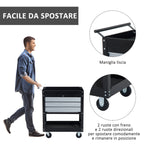 Black Professional Mechanic Garage Trolley with drawers | 68 x 46 x 88cm - Borgè