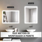 Kleankin Bathroom Mirror Led anti -expulsion with 3 colors and adjustable brightness, in metal and glass, 80x60x3 cm - Borgè