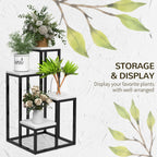 Outsunny shelf for 4 -level plants in steel and wood, 34x34x70cm, black and white - Borgè