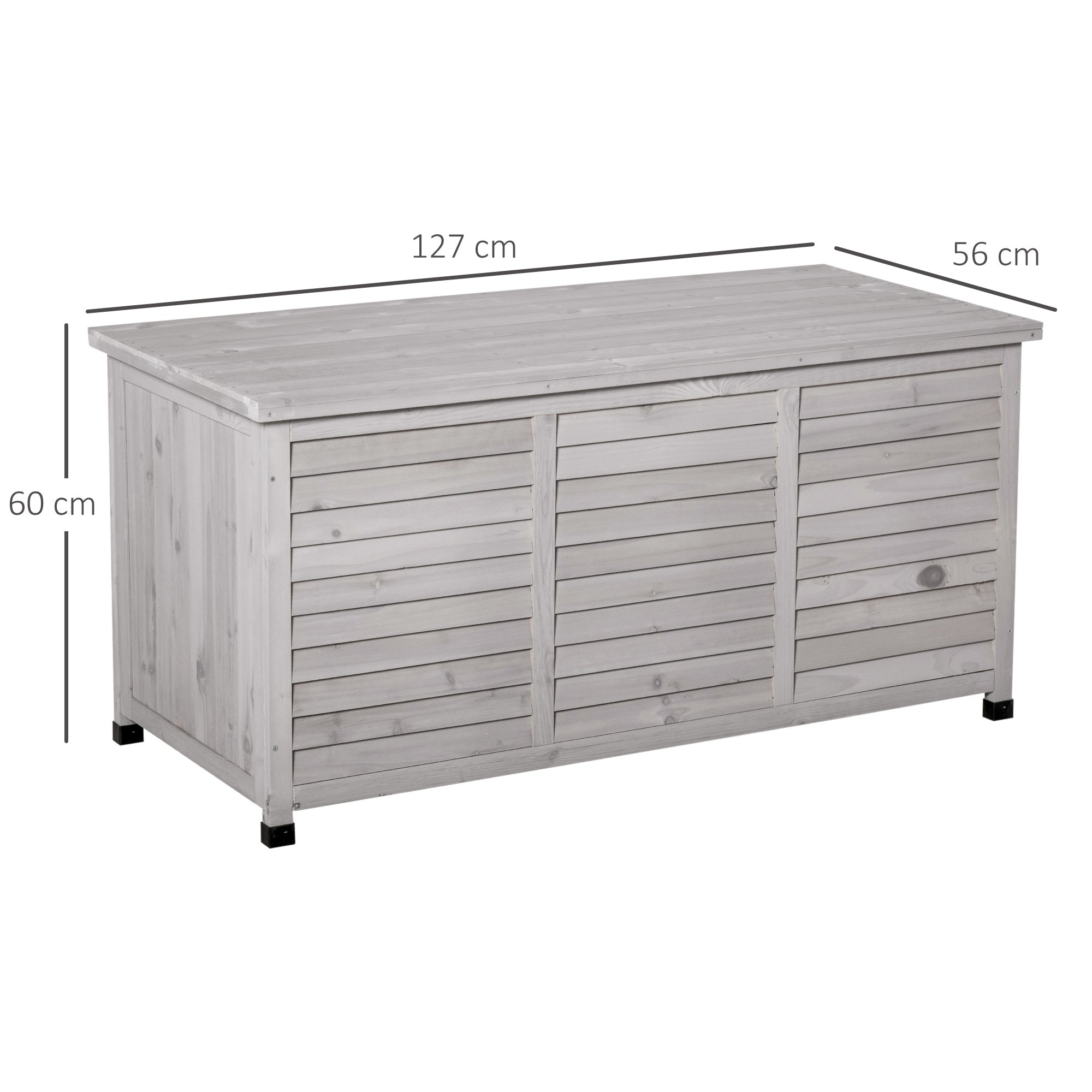 Fir Wood Storage Bench, Outdoor Chest with Non-Slip Feet 127x56x60cm, Grey - Borge' Group Limited
