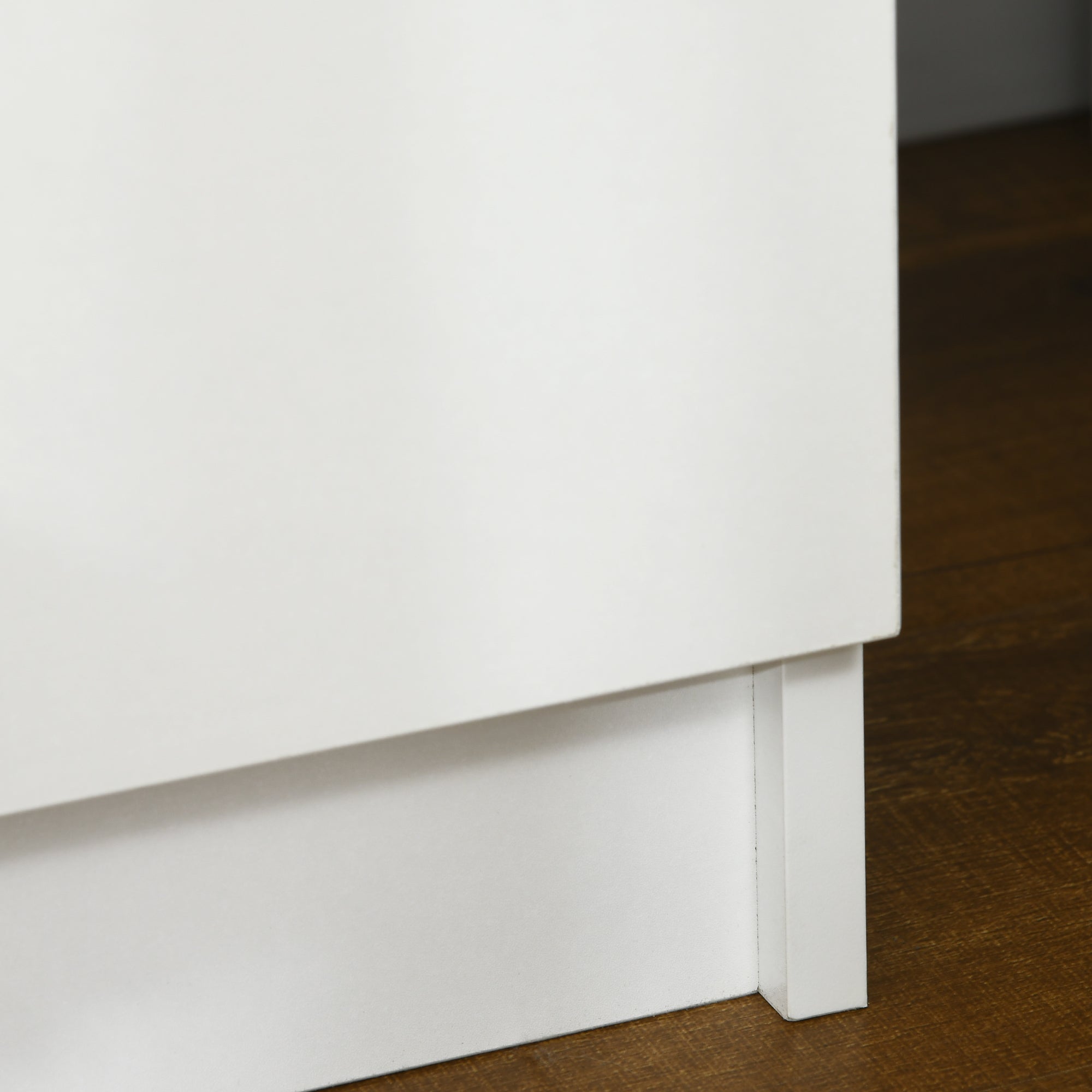 HOMCOM White Bedside Table with LED Light, High Gloss Front Nightstand with 2 Drawers, for Living Room, Bedroom - Borgè