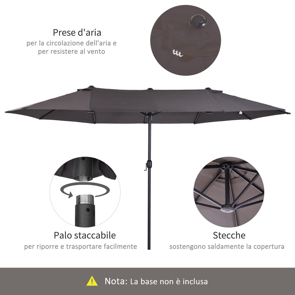 Grey Double Garden Umbrella | 4.6 x 2.4m - Borge' Group Limited