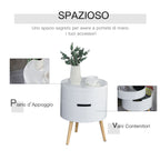 Round coffee table with rotation opening and removable white wood tray - Borgè