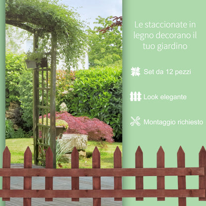 Pine Wooden Garden Fence x12Pcs - Borgè