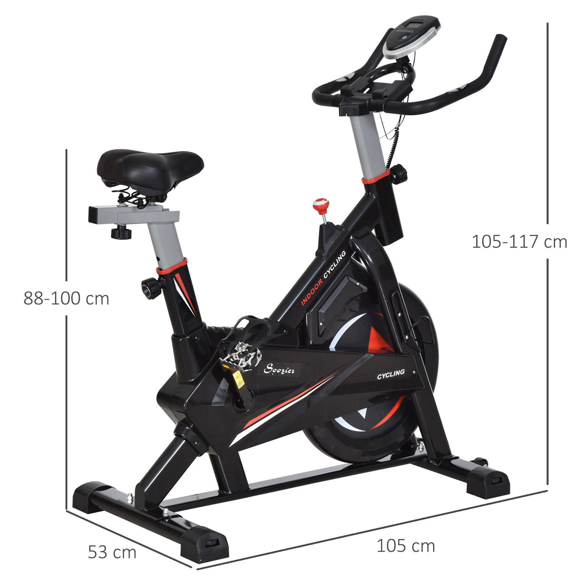 Cycle for Cardio Trainer training with LCD monitor in steel - black - Borge' Group Limited