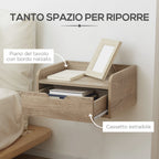 Set 2 bedside tables suspended in chipboard for bedroom and living room, 40x30x19.5 cm - Borgè