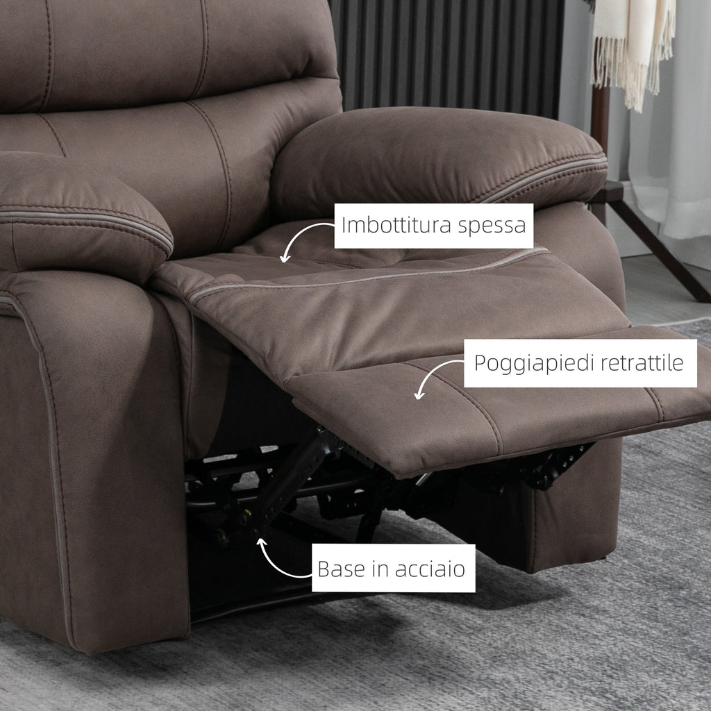 Relax armchair with manual reclination and footrests, 97x99x96cm, brown - Borgè
