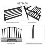 2-Seater Outdoor Bench, Garden Bench with Extendable Metal Table 150 x 53 x 95 cm Black - Borge' Group Limited