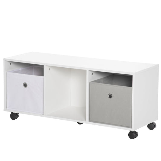 Cabinet Cabinet for children 3-12 years with wheels and saving, 90x30x37.9cm, white