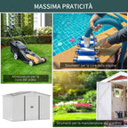 Outsunny garden house with double sliding doors, in steel and pp, 277x195x192cm, silver - Borgè