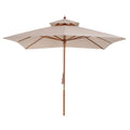 3x3m Garden Umbrella with 8 Bamboo Ribs and 2-Tier Parasol Cover, Cream - Borge' Group Limited