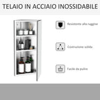 Bathroom Angular Wardrobe in steel with saving mirror 60 x 30 x 18.4cm - Borgè