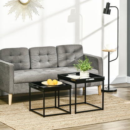 ROSS | Black Set with 2 Coffee Tables - Borgè