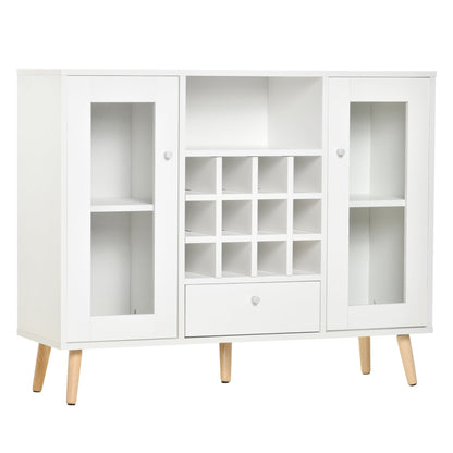 Creenza with cellars Wine 12 bottles, drawer and wooden cabinets 100x33x80 white white - Borgè