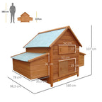 Wooden Chicken Coop with Waterproof Roof, Prefabricated Outdoor Chicken Coop, 160x98. 5x107cm - Borge' Group Limited