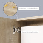 Kleankin Wall Bathroom Mirror With Door And 3 Wooden Side Shelves, 60x18x50cm - Borgè
