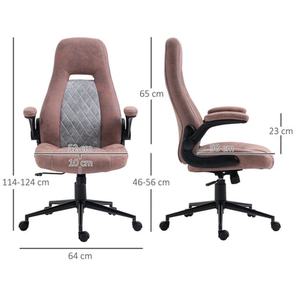 Ergonomic Office Chair with Adjustable Height, Folding Armrests and 5 Wheels, 67x70x114-124 cm - Borgè