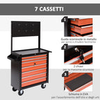 Homcom Tools Trolley Tools with chest of drawers, black and orange, 61.5x33x76cm - Borgè