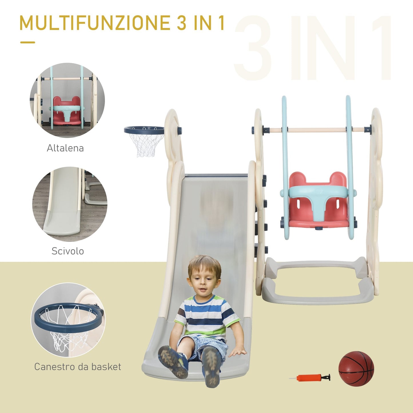 slide for garden or bedroom children with swing chain - Borgè