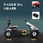 Homcom Go Kart with children for children 5-12 years in plastic and metal with adjustable seat and handbrake, 121x58x61 cm - Borgè