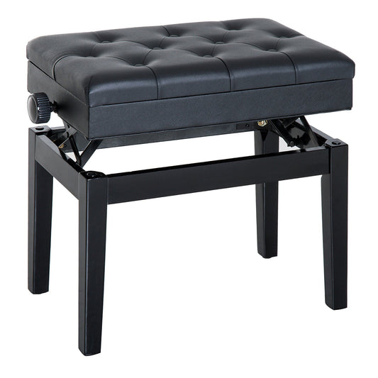 Stool Benchetta Bench Piano chair with PORTOGGGEMENT ROAD ADJUSTABLE HEIGHT, 54.5x33x48-58cm, Black