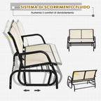 CARLISLE | 2 Seater Garden Swing Bench Metal Breathable Mesh Fabric 120x70x85cm Beige - Borge' Group Limited