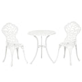 NAIROBI | 3 Piece Garden Set in White Aluminum, 2 Outdoor Chairs 45x42x85.5 cm and Round Table Ø61x66.5 cm - Borge' Group Limited