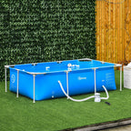 Freestanding Outdoor Pool, Rectangular Above Ground Pool with Filter and Valve in Steel and PVC, Blue, 252x152x65cm - Borge' Group Limited