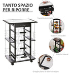 kitchen trolley with 4 removable baskets and 4 black side compartments - Borgè